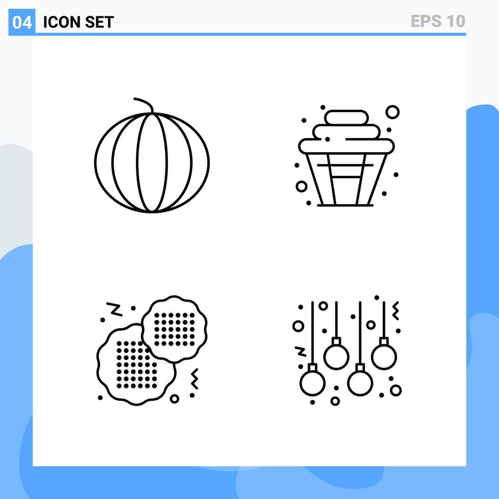 iconos de estilo moderno de 4 líneas. símbolos de contorno para uso general. signo de icono de línea creativa aislado sobre fondo blanco. Paquete de 4 iconos. vector