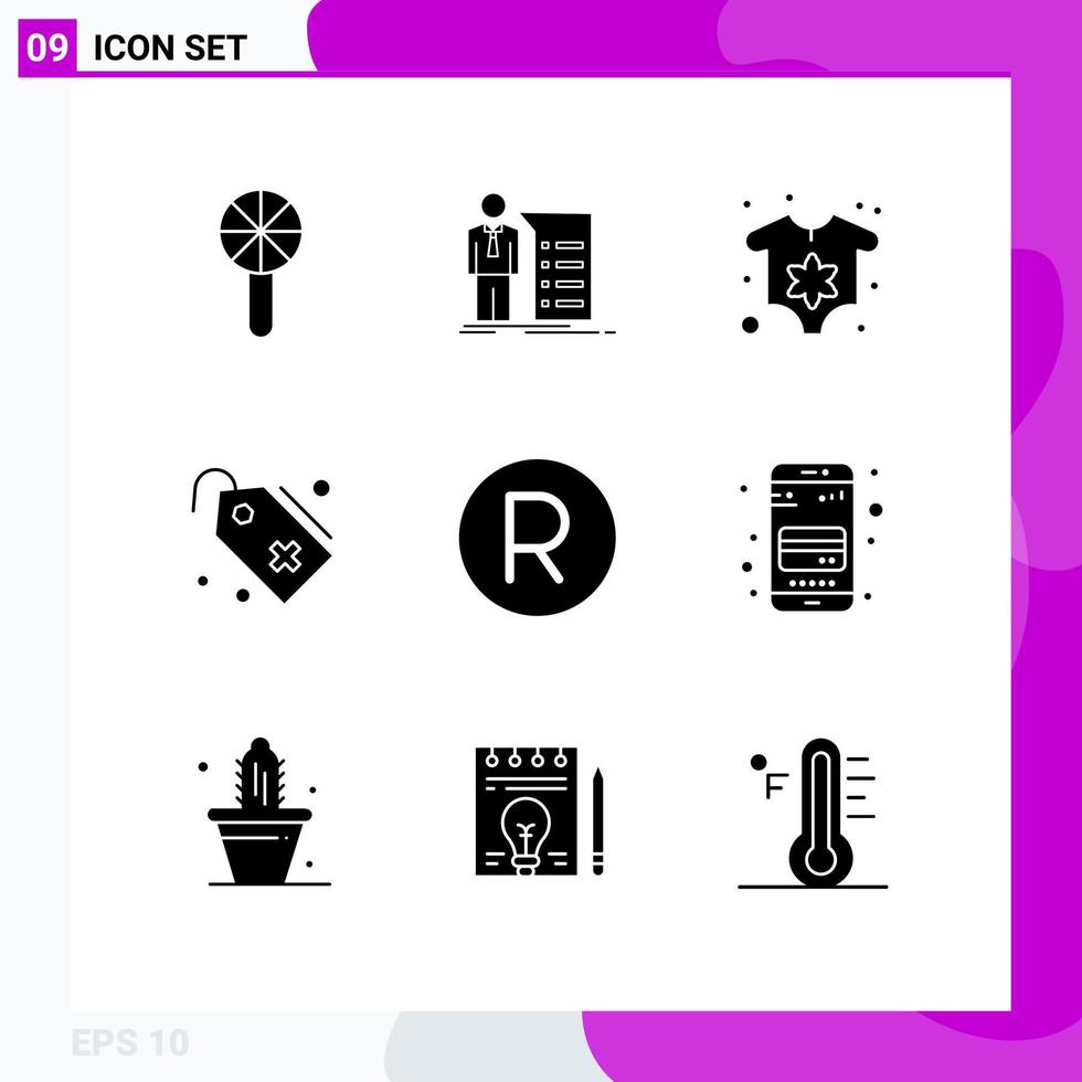 Set of 9 Modern UI Icons Symbols Signs for rand add meeting tag newborn Editable Vector Design Elements