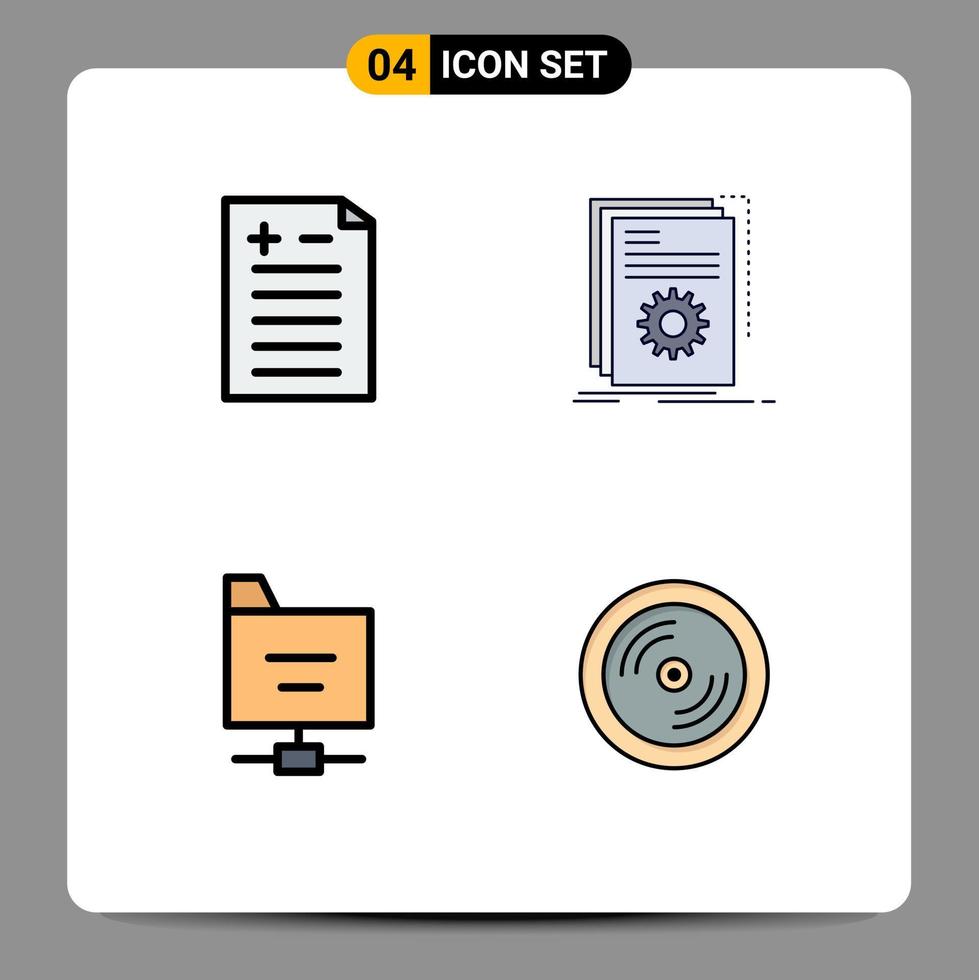 4 Universal Filledline Flat Colors Set for Web and Mobile Applications comparison folder app program cd Editable Vector Design Elements