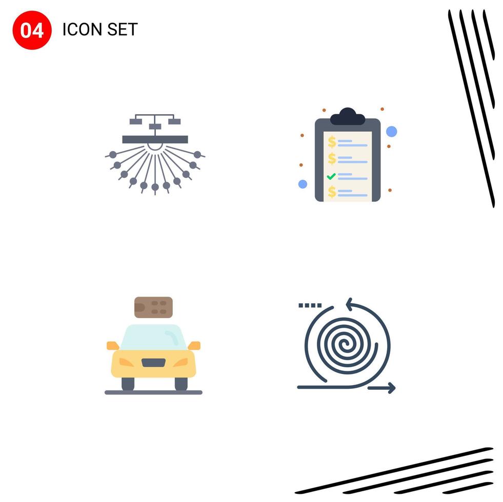 Pack of 4 creative Flat Icons of optimization car structure clipboard electric Editable Vector Design Elements