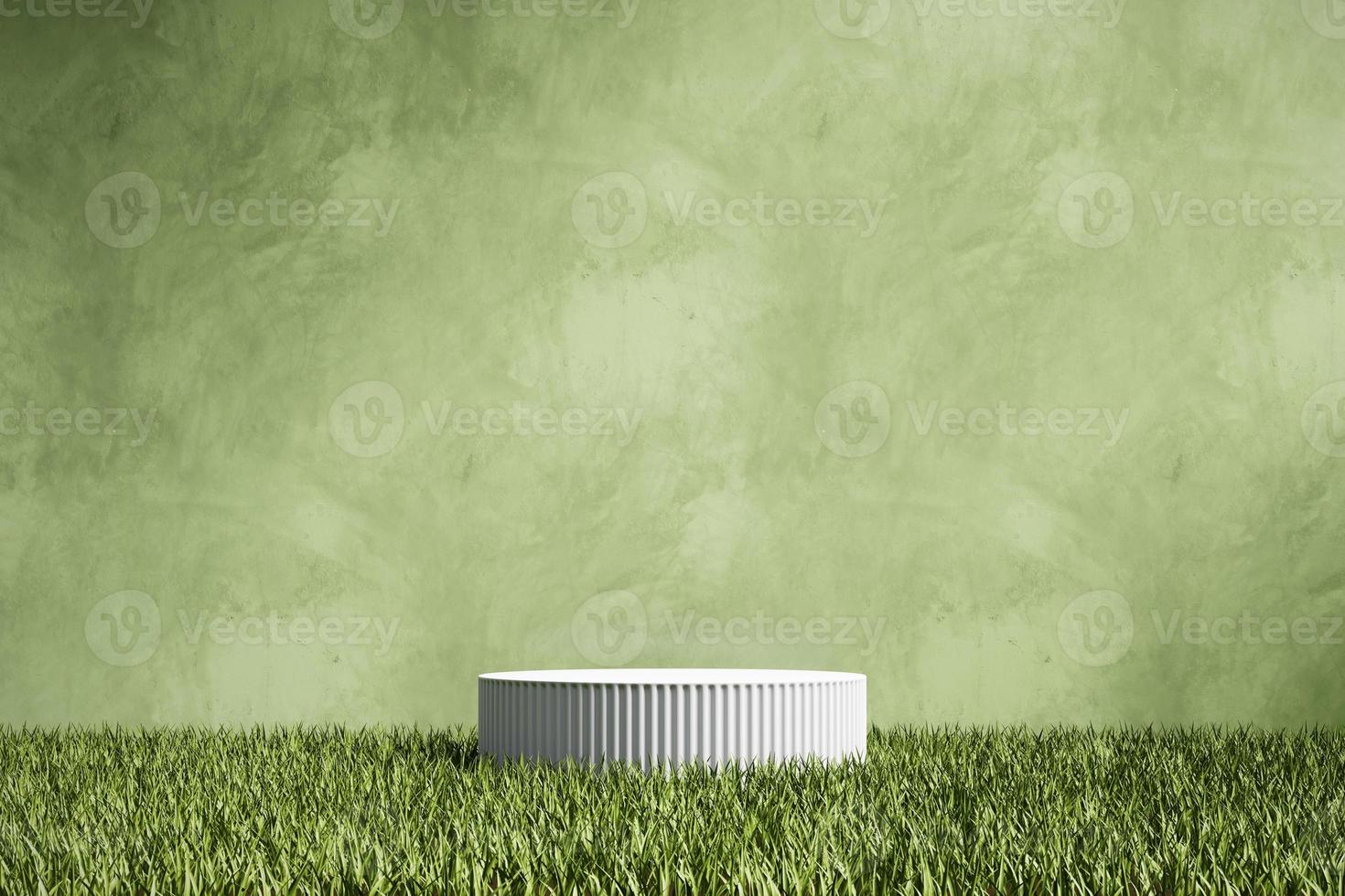 3D rendering platform podium with plant product presentation background photo