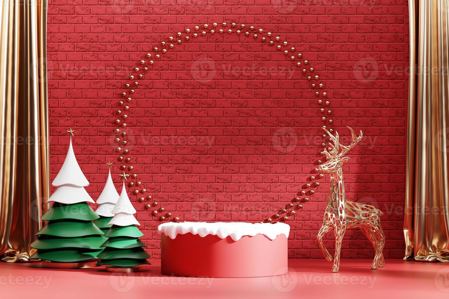 Merry Christmas event product display podium with decoration background 3d rendering photo