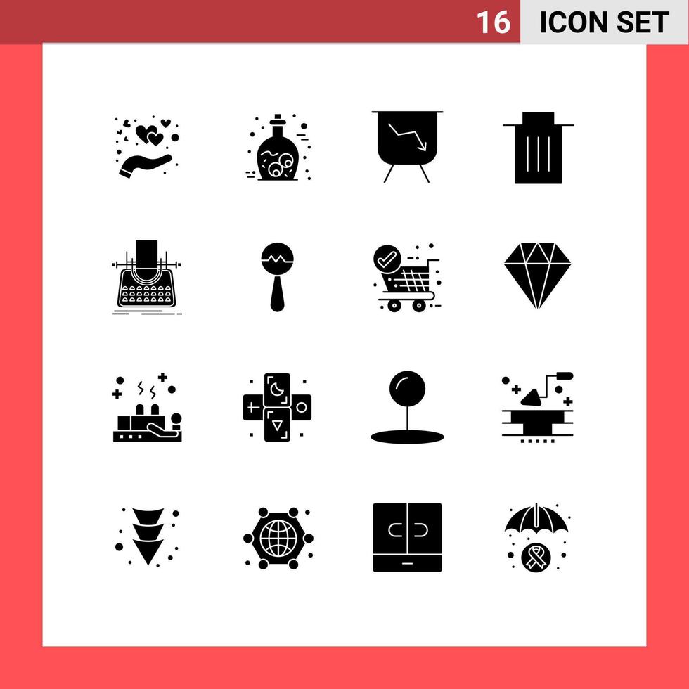 Solid Glyph Pack of 16 Universal Symbols of story article board user interface Editable Vector Design Elements