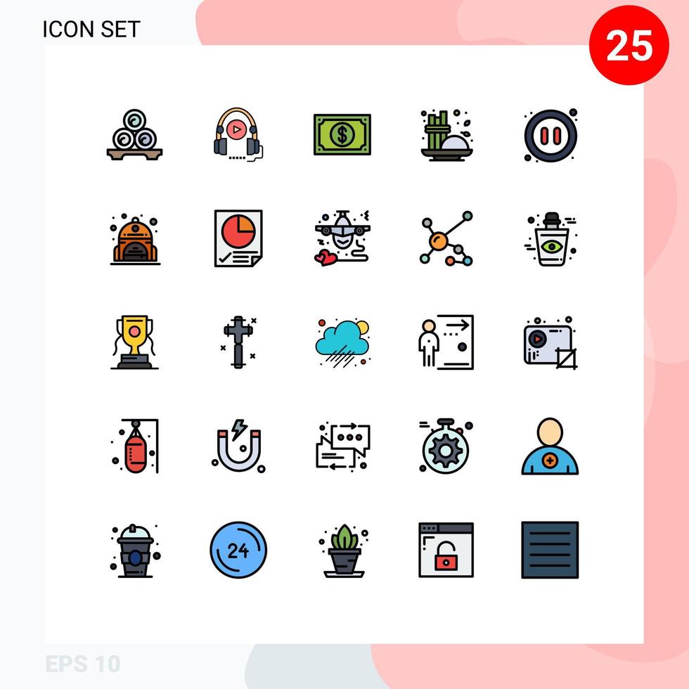 25 iconos creativos signos y símbolos modernos de condimento café educación reloj de canela elementos de diseño vectorial editables vector