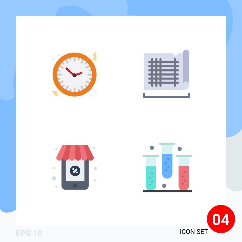 4 User Interface Flat Icon Pack of modern Signs and Symbols of christmas online time drafting supermarket Editable Vector Design Elements