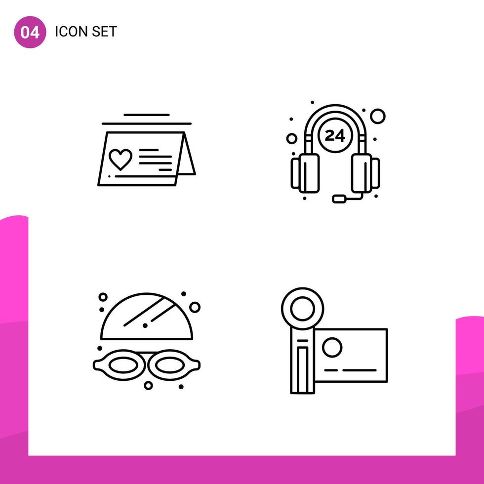 Outline Icon set. Pack of 4 Line Icons isolated on White Background for responsive Website Design Print and Mobile Applications. vector