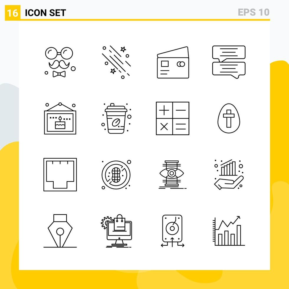 Collection of 16 Universal Line Icons. Icon Set for Web and Mobile. vector