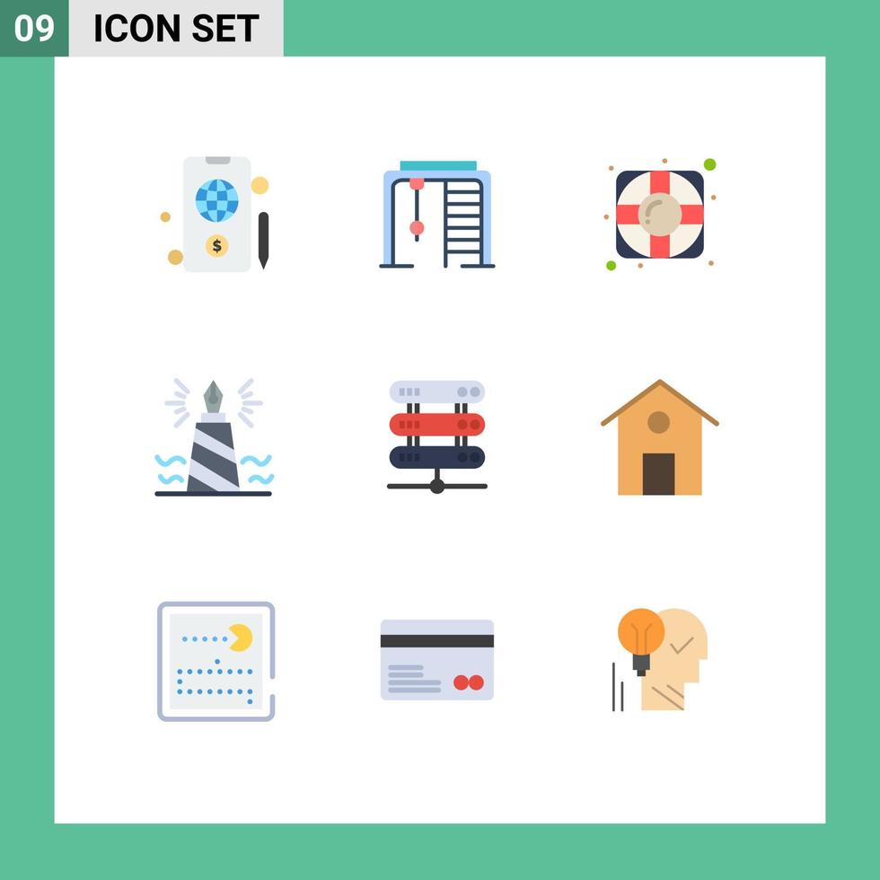 9 Universal Flat Colors Set for Web and Mobile Applications network computing lifesaver edit writing Editable Vector Design Elements