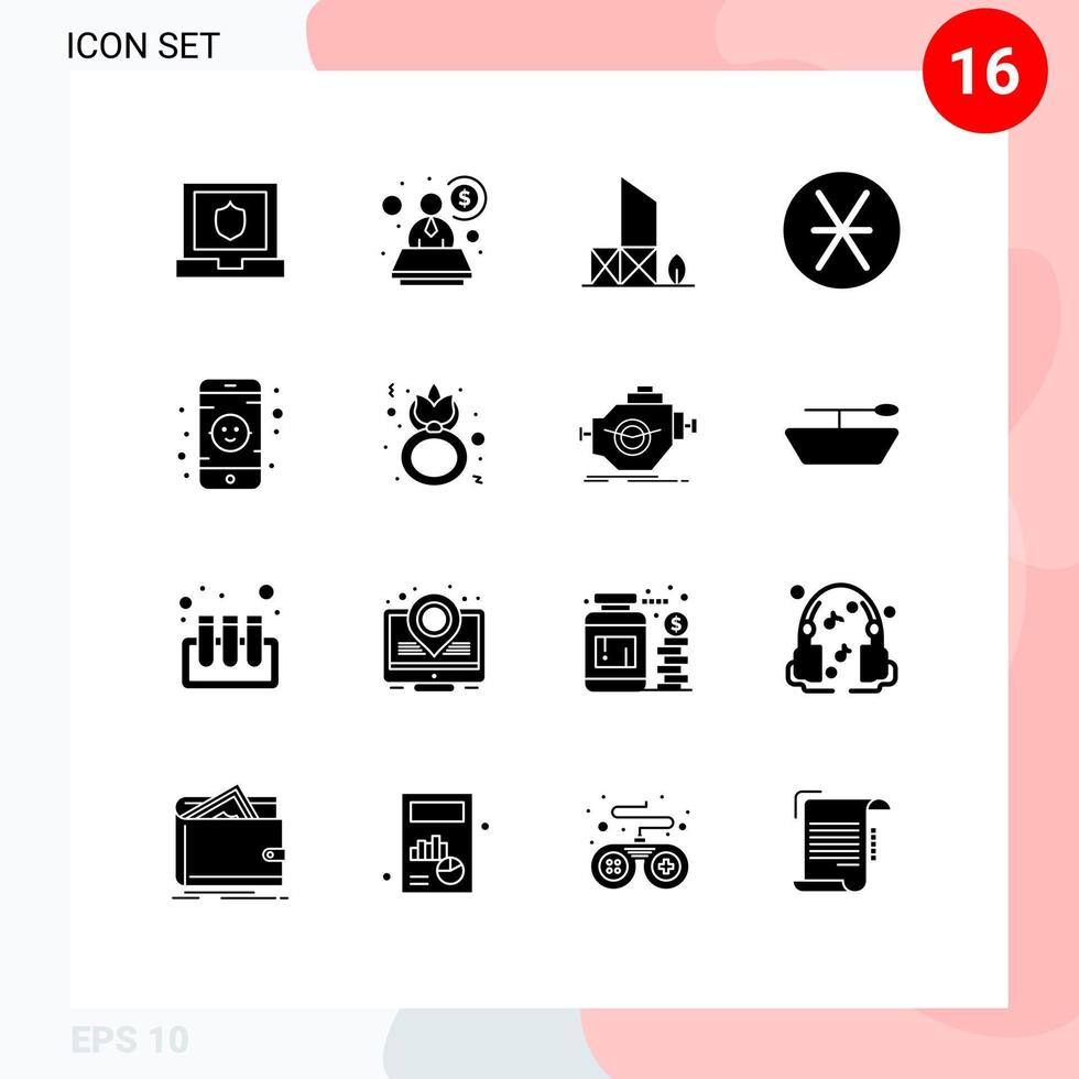 16 Universal Solid Glyph Signs Symbols of toy baby lifeguard money roman Editable Vector Design Elements