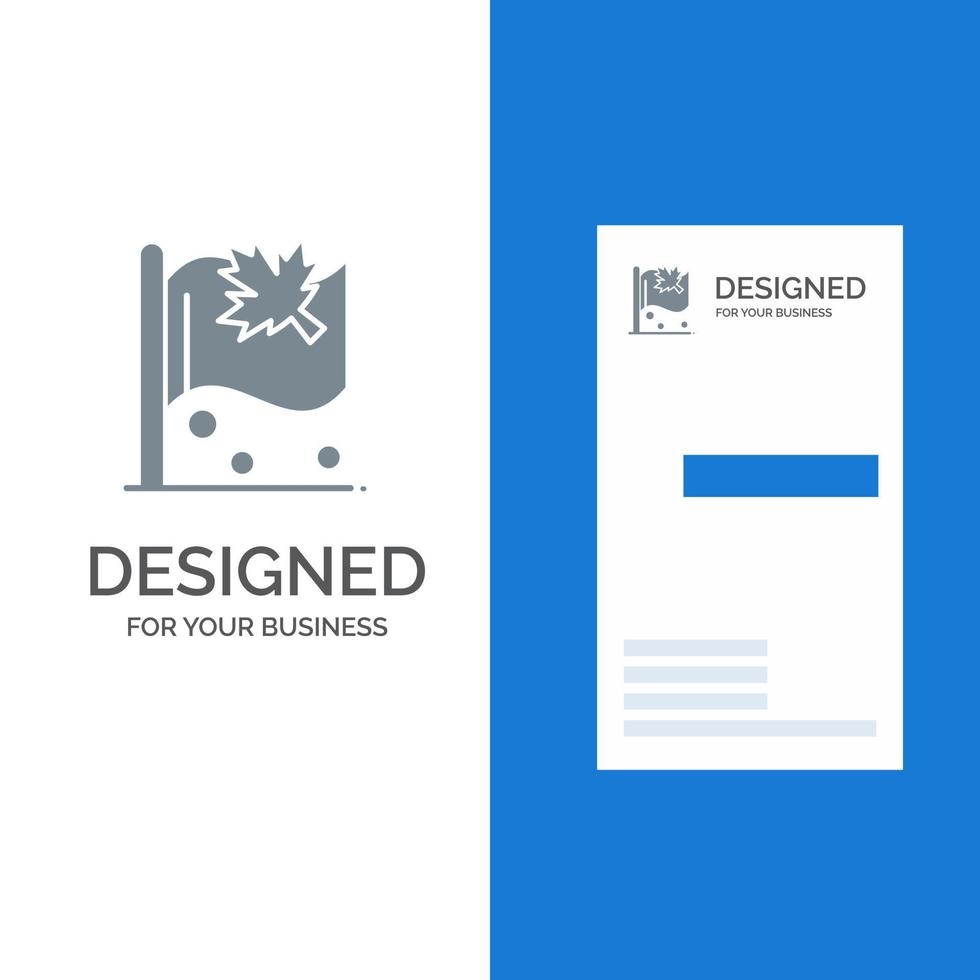 Flag Canada Leaf Sign Grey Logo Design and Business Card Template vector