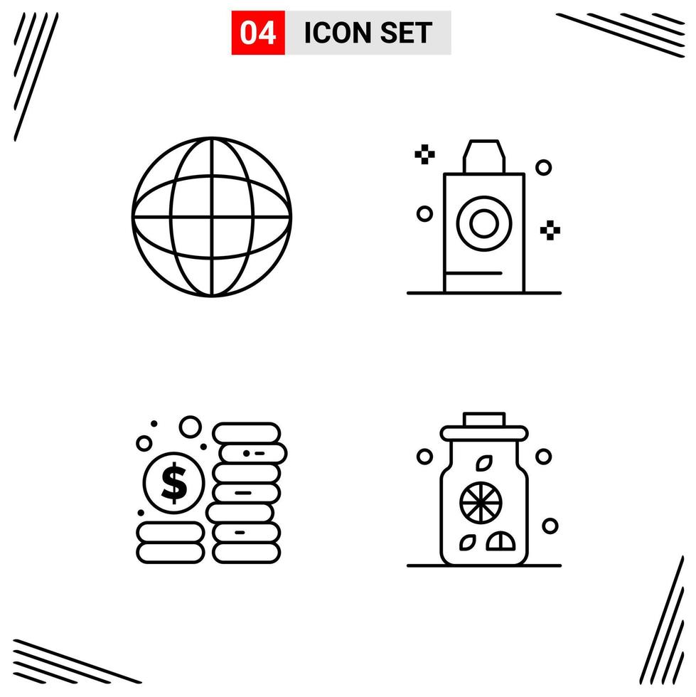 4 Icons Line Style. Grid Based Creative Outline Symbols for Website Design. Simple Line Icon Signs Isolated on White Background. 4 Icon Set. vector