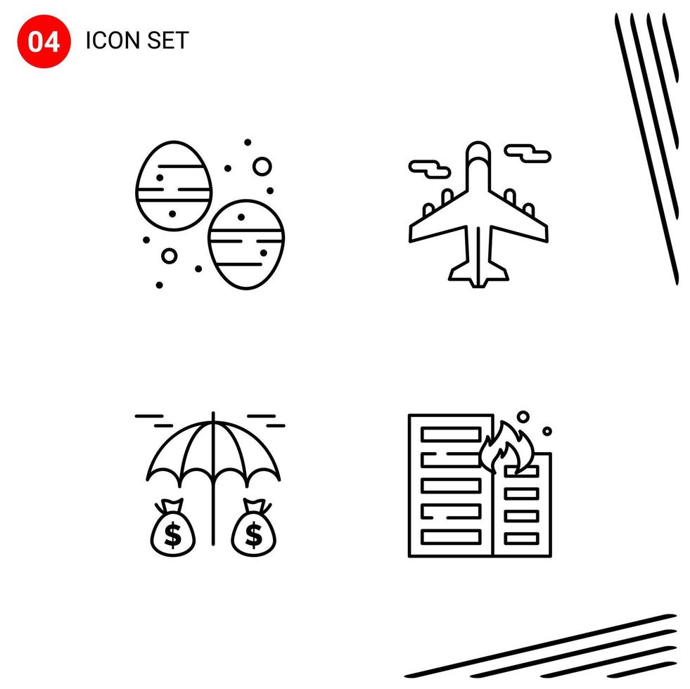 colección de 4 iconos vectoriales en estilo de línea. símbolos de contorno perfectos de píxeles para web y móvil. signos de icono de línea sobre fondo blanco. 4 iconos. vector