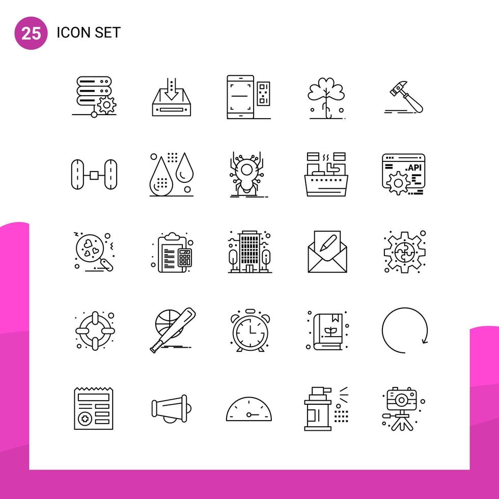 Outline Icon set. Pack of 25 Line Icons isolated on White Background for responsive Website Design Print and Mobile Applications. vector