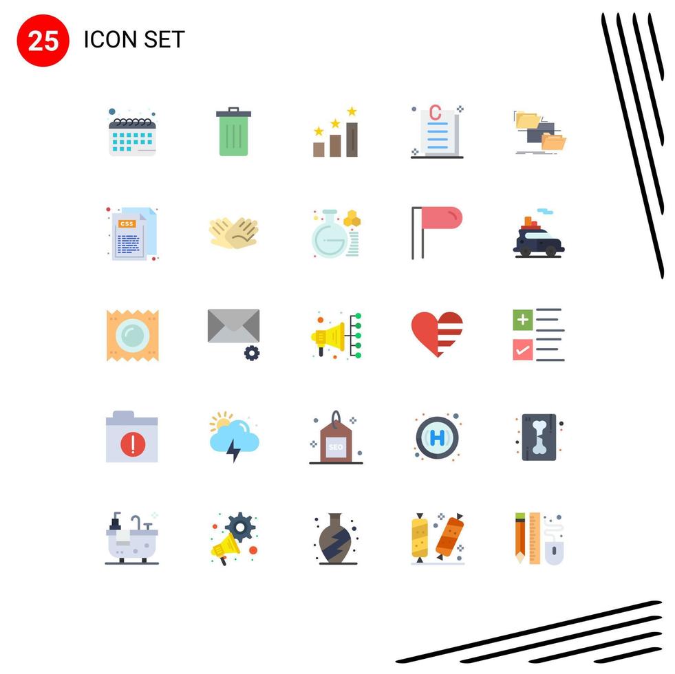 Modern Set of 25 Flat Colors and symbols such as management folder achievements paper contract Editable Vector Design Elements