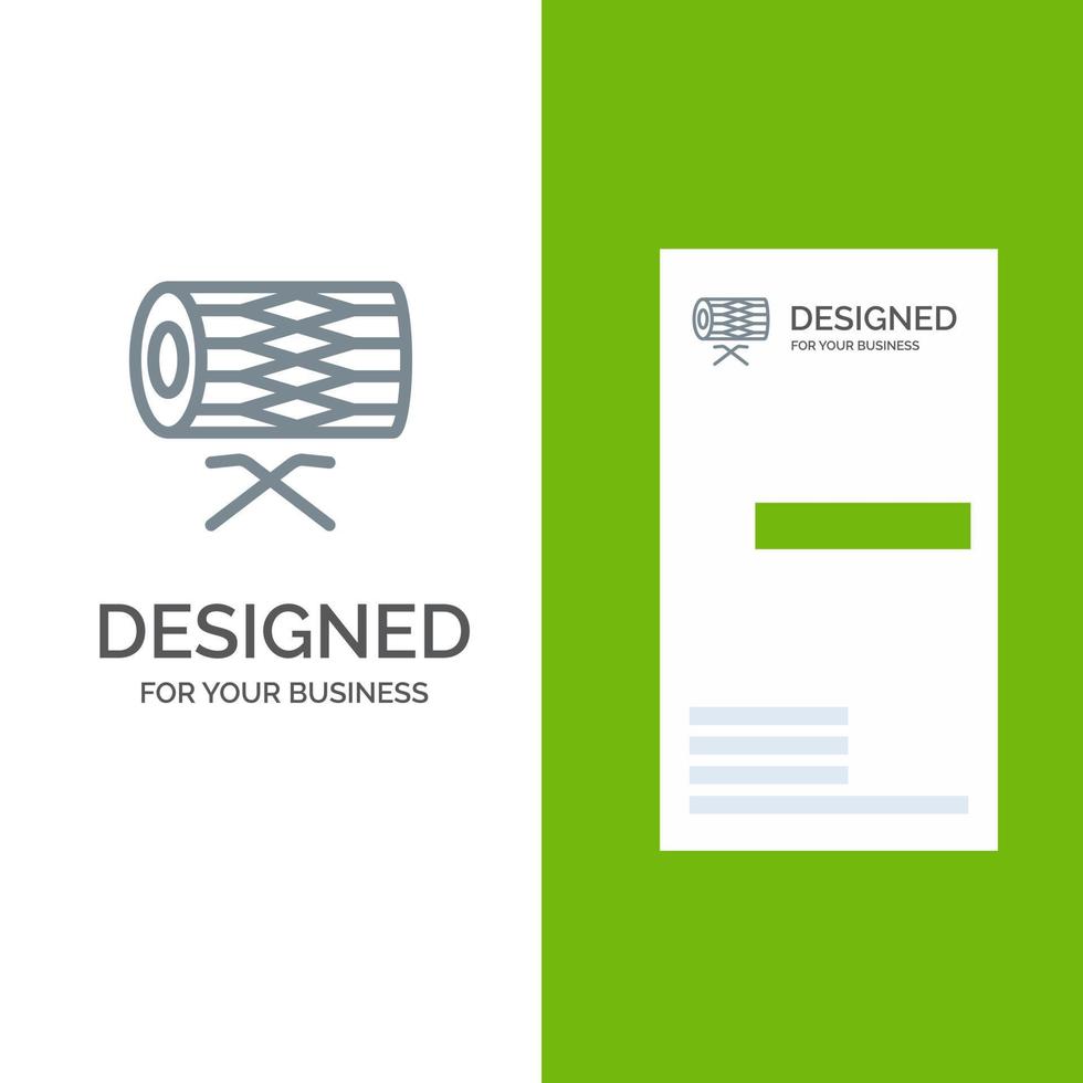 Drum Instrument Irish Parade St Patrick Grey Logo Design and Business Card Template vector