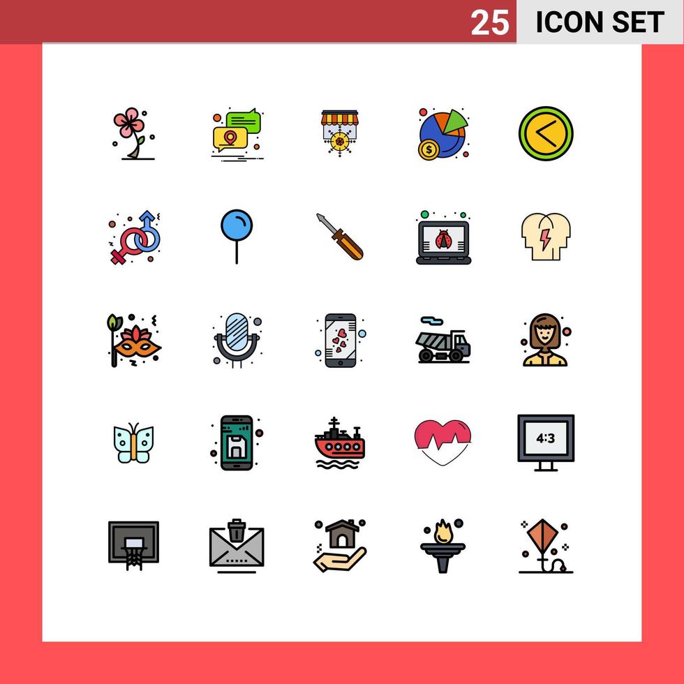 Stock Vector Icon Pack of 25 Line Signs and Symbols for interface statistics placeholder pie business Editable Vector Design Elements