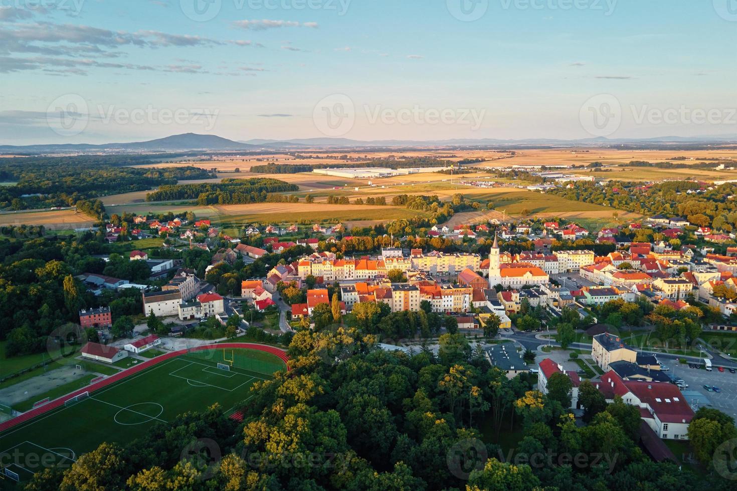 Cityscape of small european town, aerial view photo