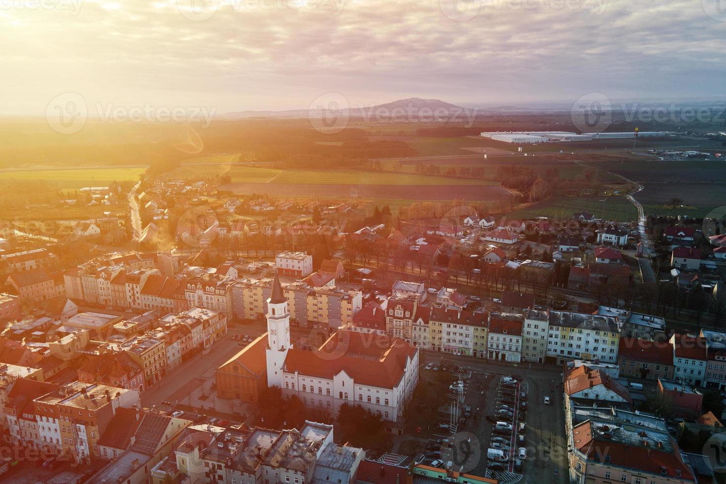 Cityscape of small european town, aerial view photo