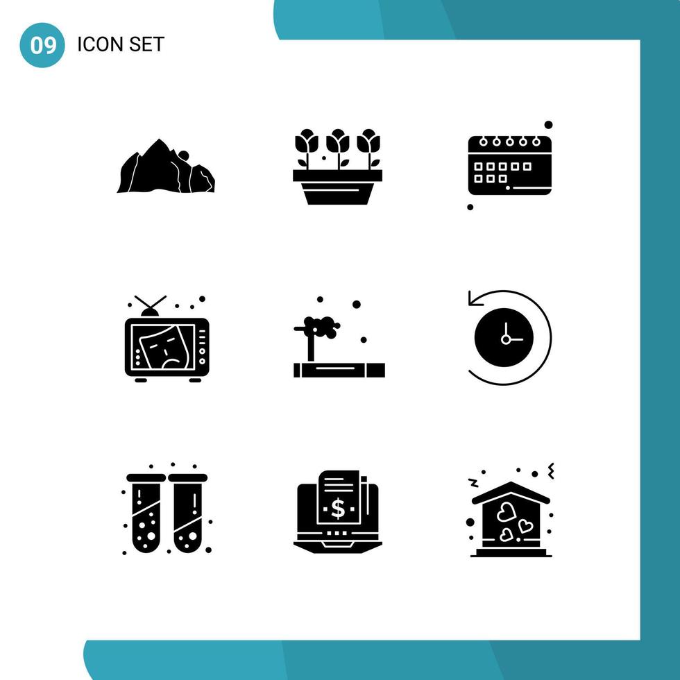 Solid Glyph Pack of 9 Universal Symbols of arts mask spring tv school Editable Vector Design Elements