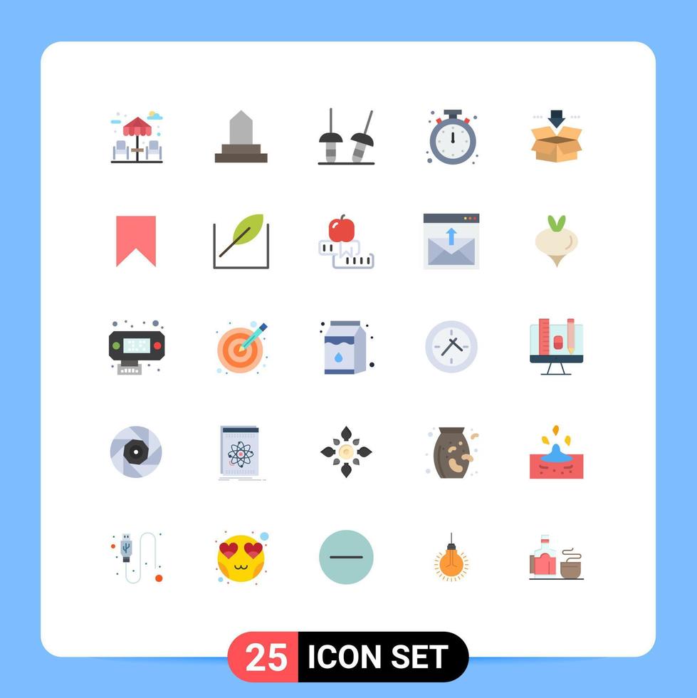 25 Flat Color concept for Websites Mobile and Apps download arrow sabre time clock Editable Vector Design Elements