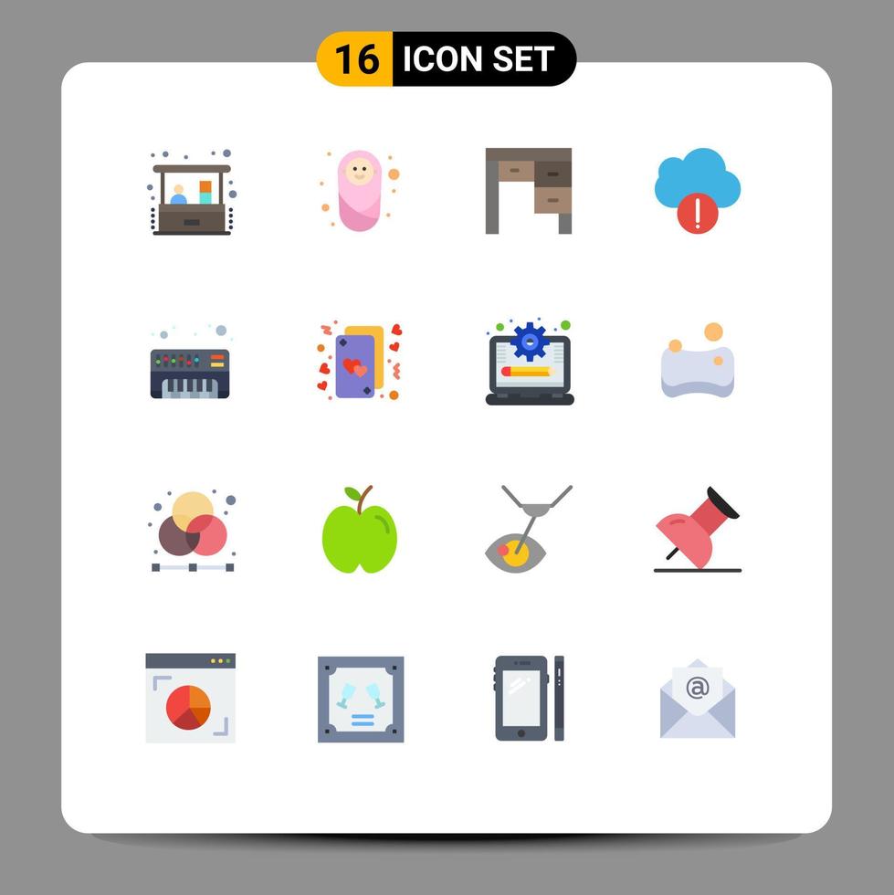 paquete de iconos de vector de stock de 16 signos y símbolos de línea para alerta de datos de decoración analógica de sintetizador paquete editable de elementos de diseño de vector creativo