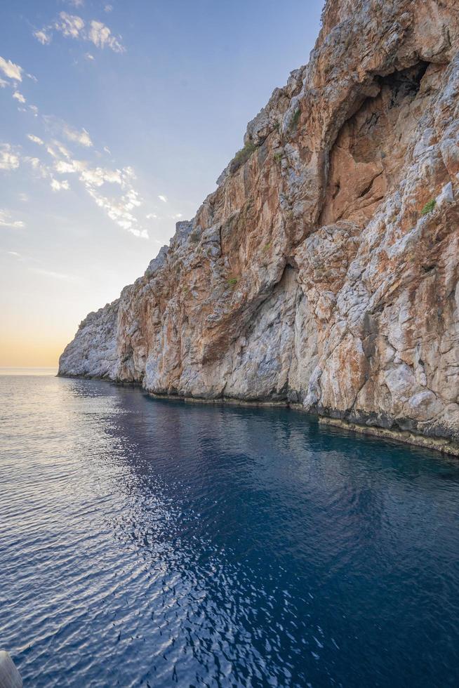 Stone and island view from the sea. sightseeing tour by boat photo