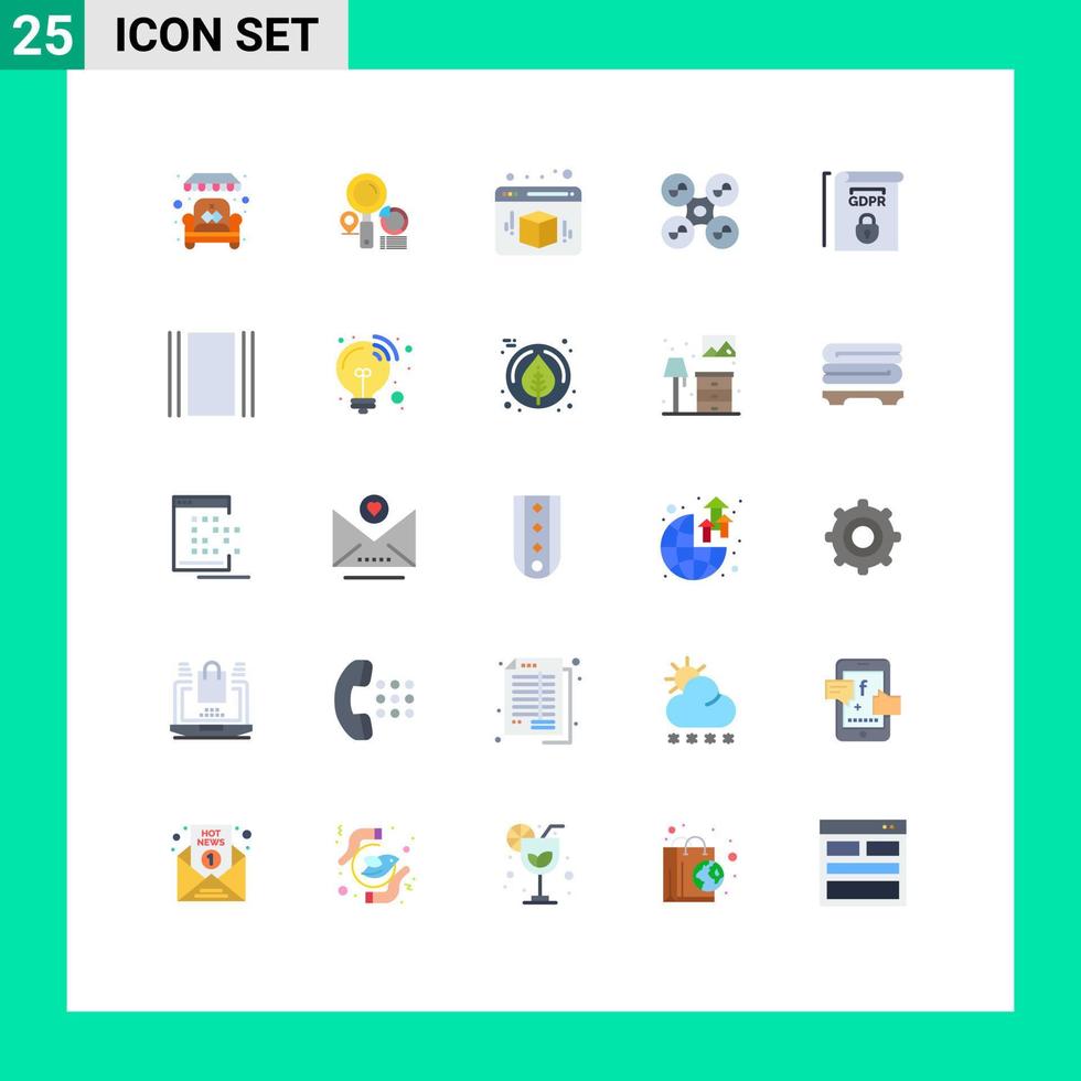 conjunto de 25 iconos modernos de ui símbolos signos para reglas tecnología de caja gdpr volar elementos de diseño vectorial editables vector