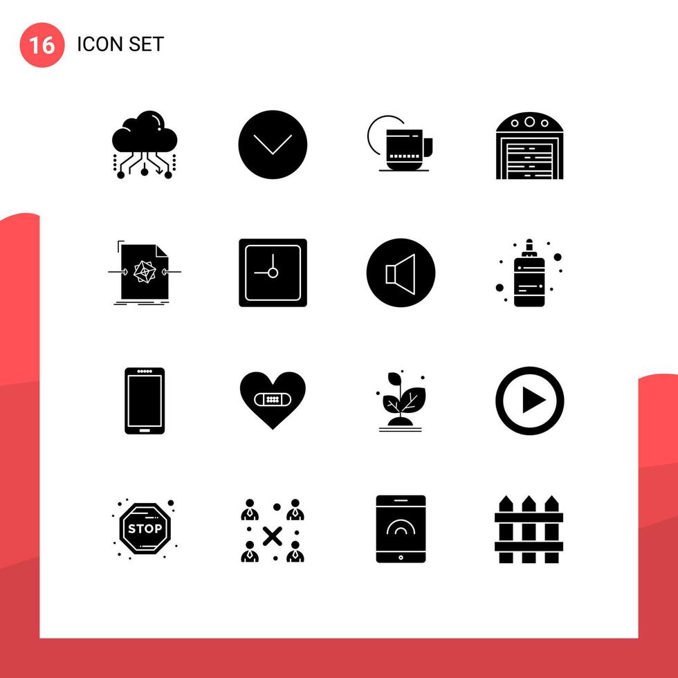 Modern Set of 16 Solid Glyphs and symbols such as file house multimedia construction service Editable Vector Design Elements