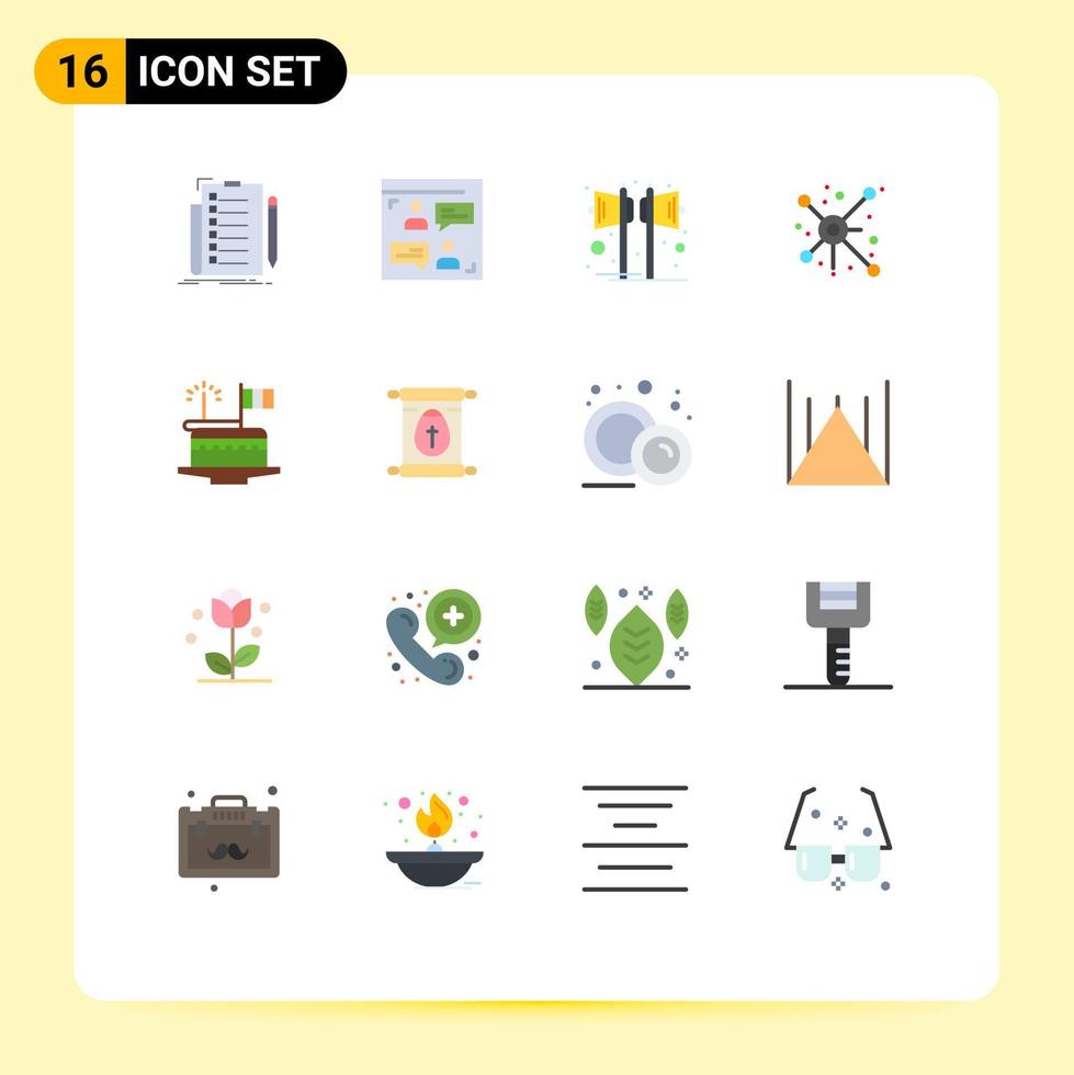 Set of 16 Commercial Flat Colors pack for connection network designer distribute sound Editable Pack of Creative Vector Design Elements