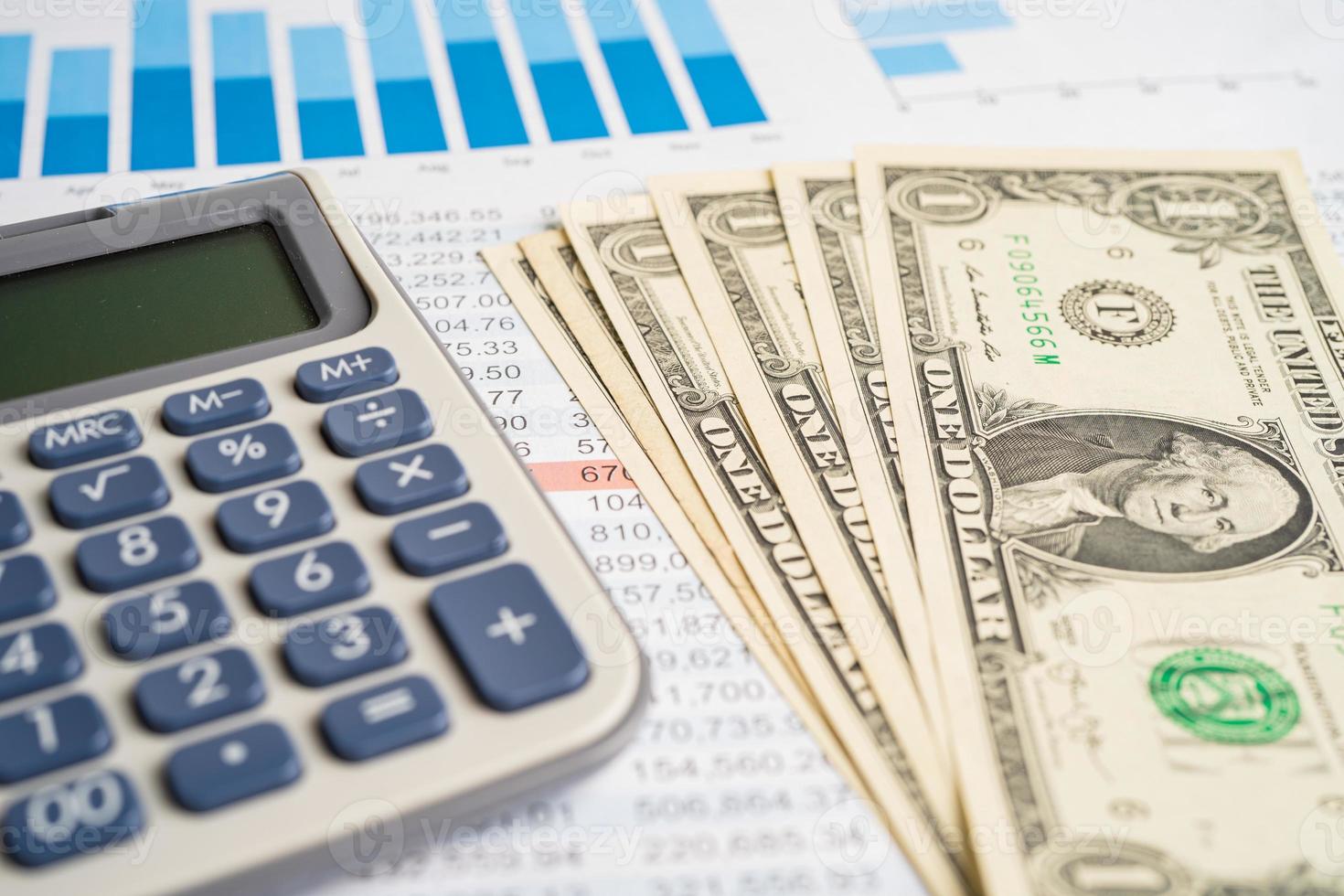 Calculator on graph paper. Finance development, Banking Account, Statistics, Investment Analytic research data economy, Stock exchange trading, Business company concept. photo