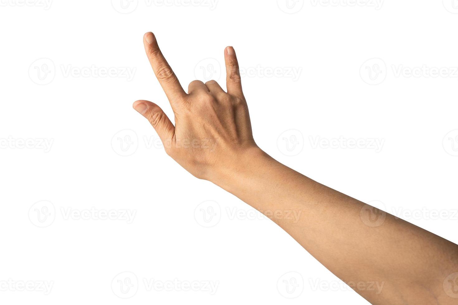 Love hand sign, Asian lady woman beautiful empty hand isolated on white background with clipping path. photo