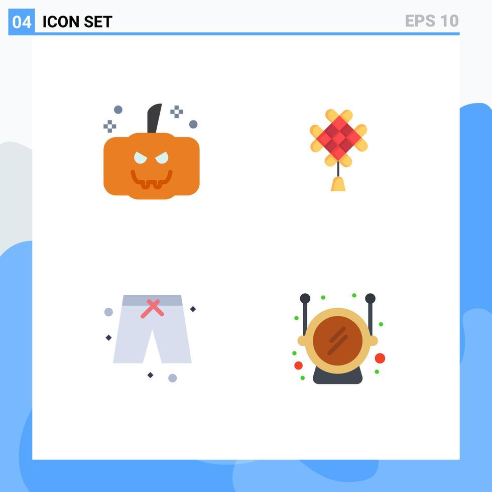 4 User Interface Flat Icon Pack of modern Signs and Symbols of halloween cloths chineseknot decoration space Editable Vector Design Elements