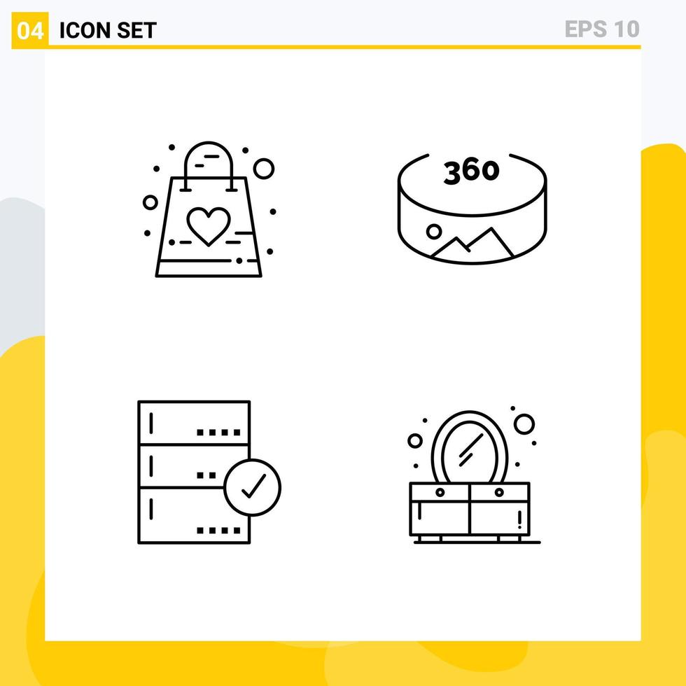 Set of 4 Vector Filledline Flat Colors on Grid for baby base kid view data Editable Vector Design Elements