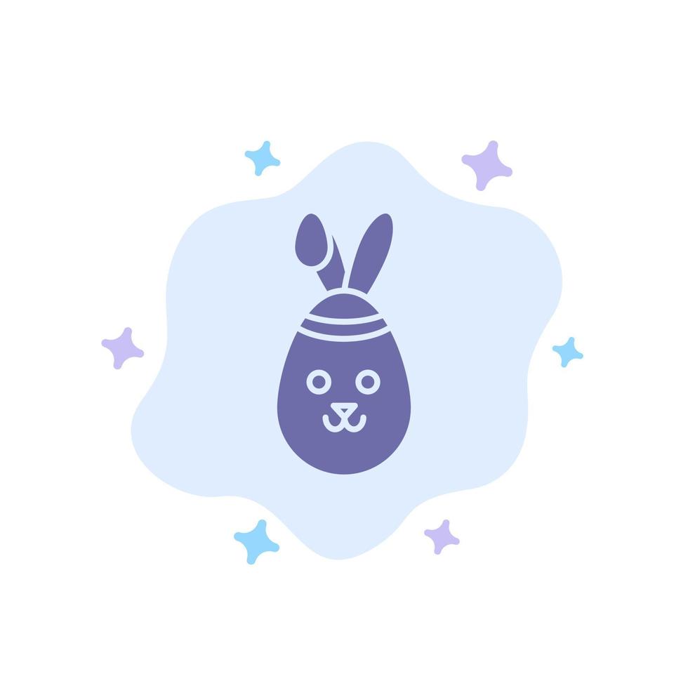 Rabbit Easter Bunny Blue Icon on Abstract Cloud Background vector