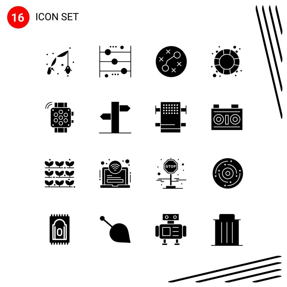 Collection of 16 Vector Icons in solid style. Pixle Perfect Glyph Symbols for Web and Mobile. Solid Icon Signs on White Background. 16 Icons.
