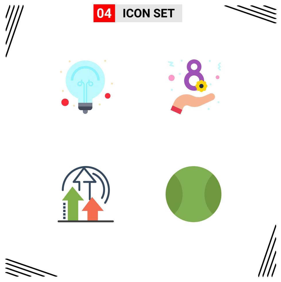 User Interface Pack of 4 Basic Flat Icons of bulb performance tips women ball Editable Vector Design Elements