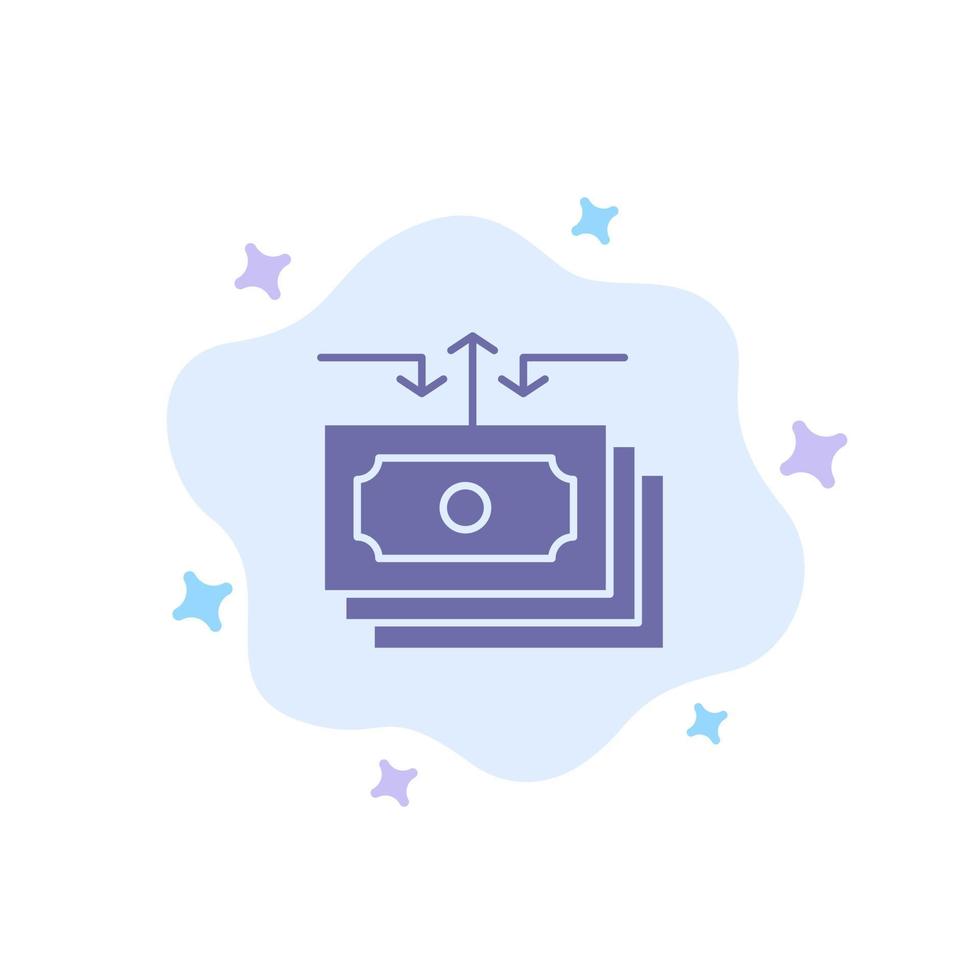 Dollar Flow Money Cash Report Blue Icon on Abstract Cloud Background vector