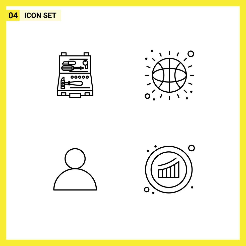 4 Thematic Vector Filledline Flat Colors and Editable Symbols of tools avatar repair basketball graph Editable Vector Design Elements