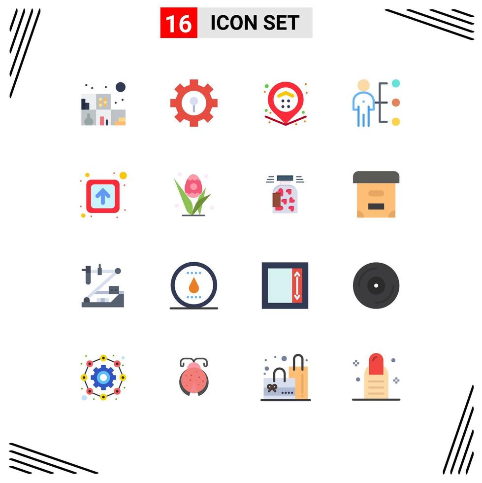 User Interface Pack of 16 Basic Flat Colors of forward recruitment map person employee Editable Pack of Creative Vector Design Elements