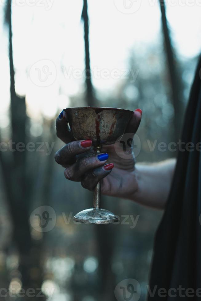 Close up silver goblet concept photo