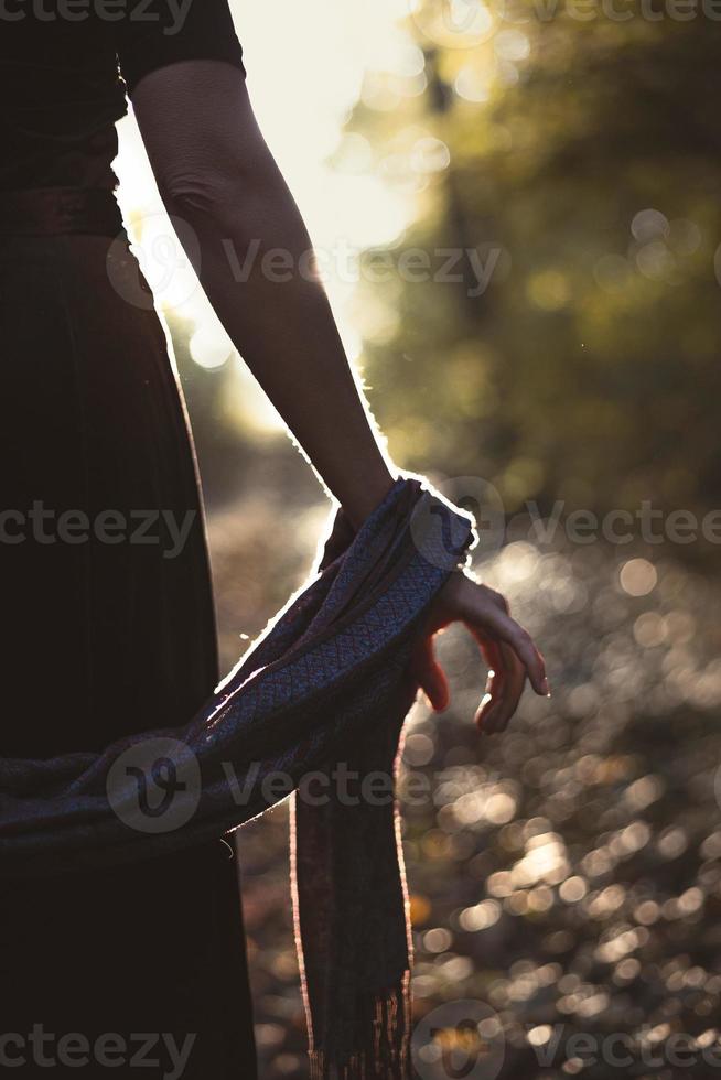 Close up lady arm and scarf concept photo