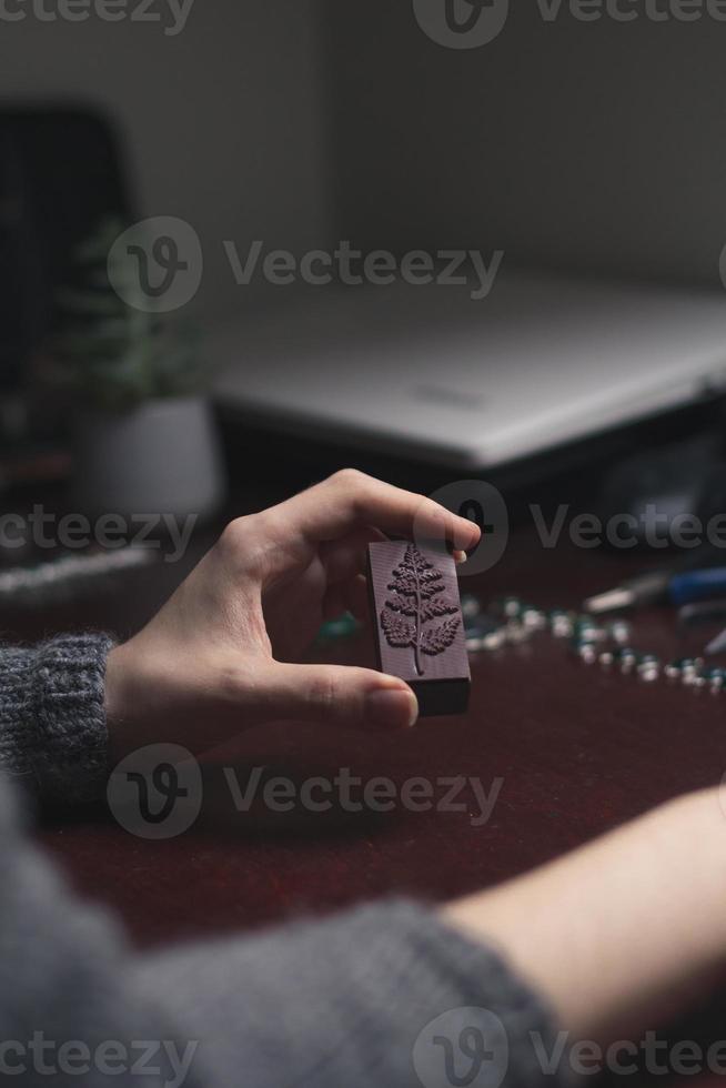 Close up decorative stamp concept photo
