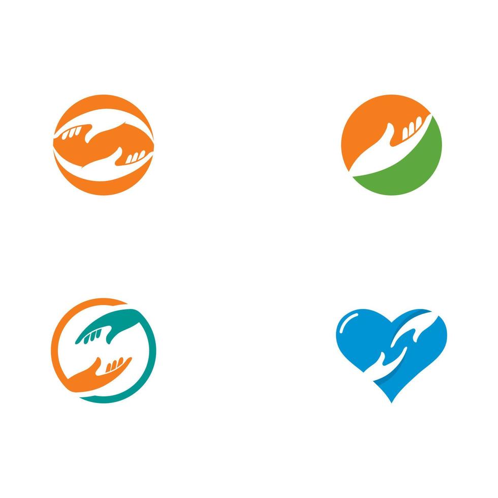 Ilustración de icono de vector de plantilla de logotipo de cuidado de mano