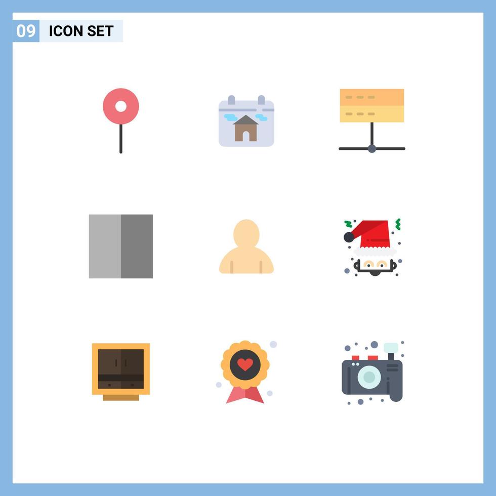 User Interface Pack of 9 Basic Flat Colors of christmas avatar data account grid Editable Vector Design Elements