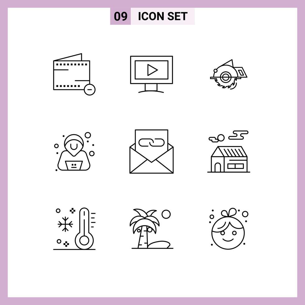 User Interface Pack of 9 Basic Outlines of contact us communication building security confirm Editable Vector Design Elements