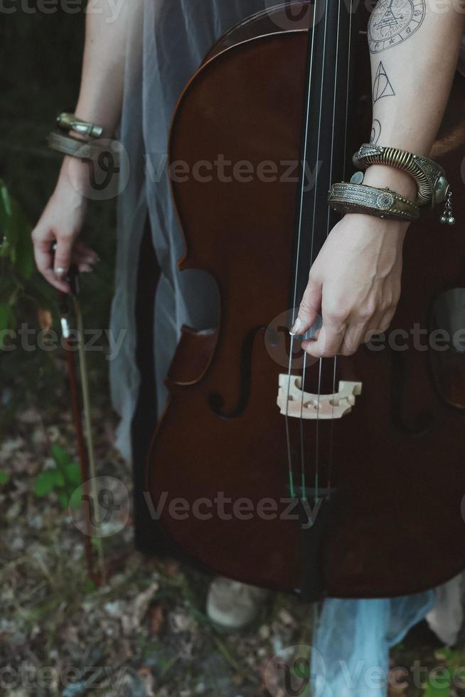 Close up violoncello concept photo