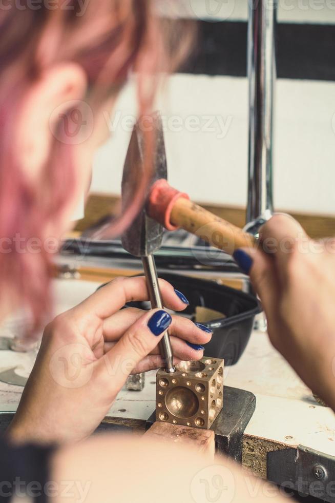 Close up professional jeweller concept photo