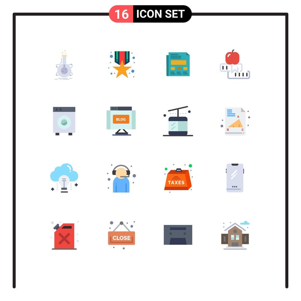 Mobile Interface Flat Color Set of 16 Pictograms of university school prize knowledge presentation Editable Pack of Creative Vector Design Elements