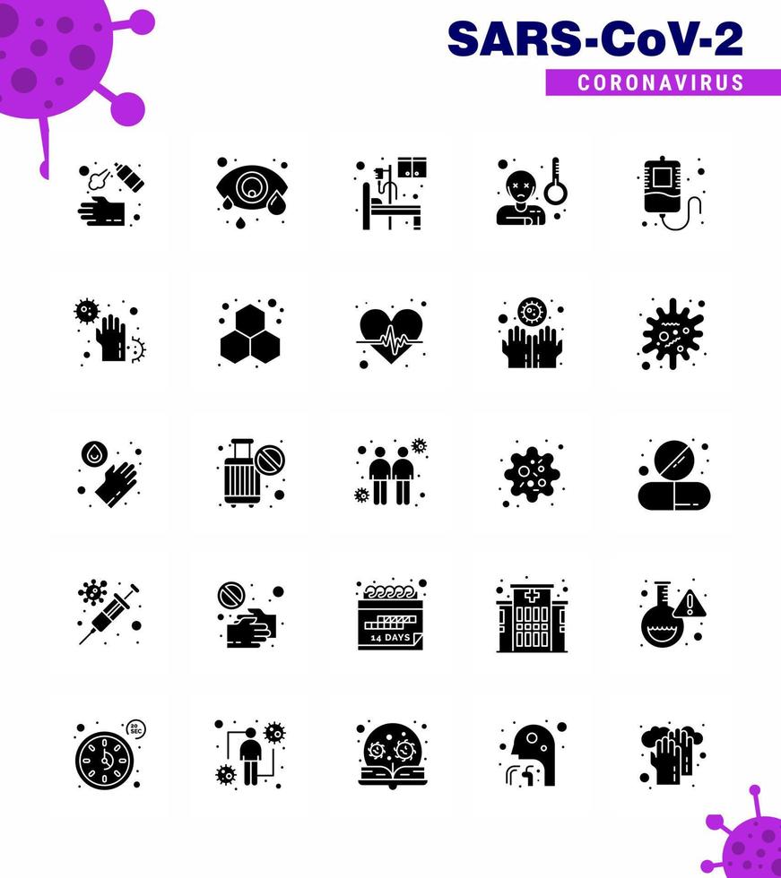 25 Coronavirus Emergency Iconset Blue Design such as blood sick human eye virus room viral coronavirus 2019nov disease Vector Design Elements