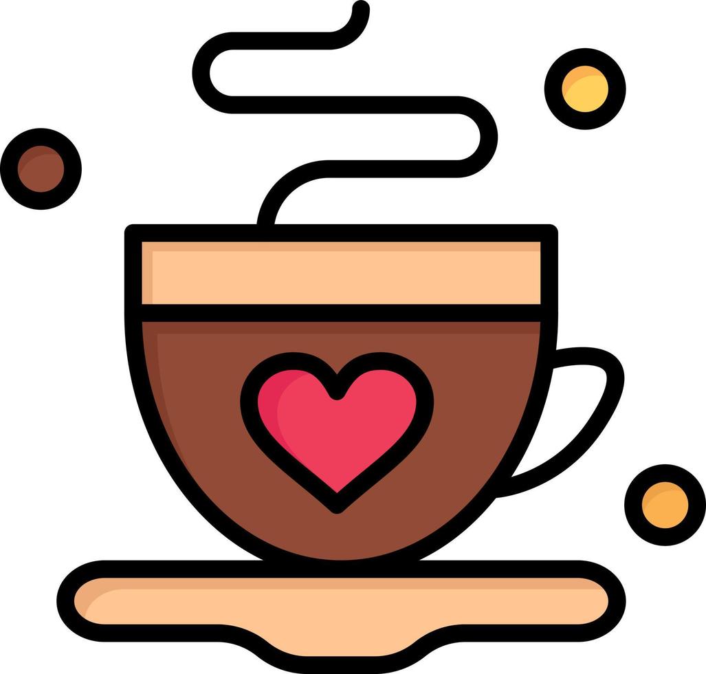 taza café té amor color plano icono vector icono banner plantilla
